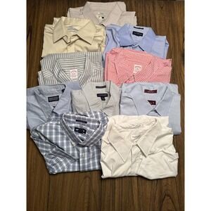 BUNDLE Mens 10-Mixed Brand Button Down Shirts Sizes 17-18